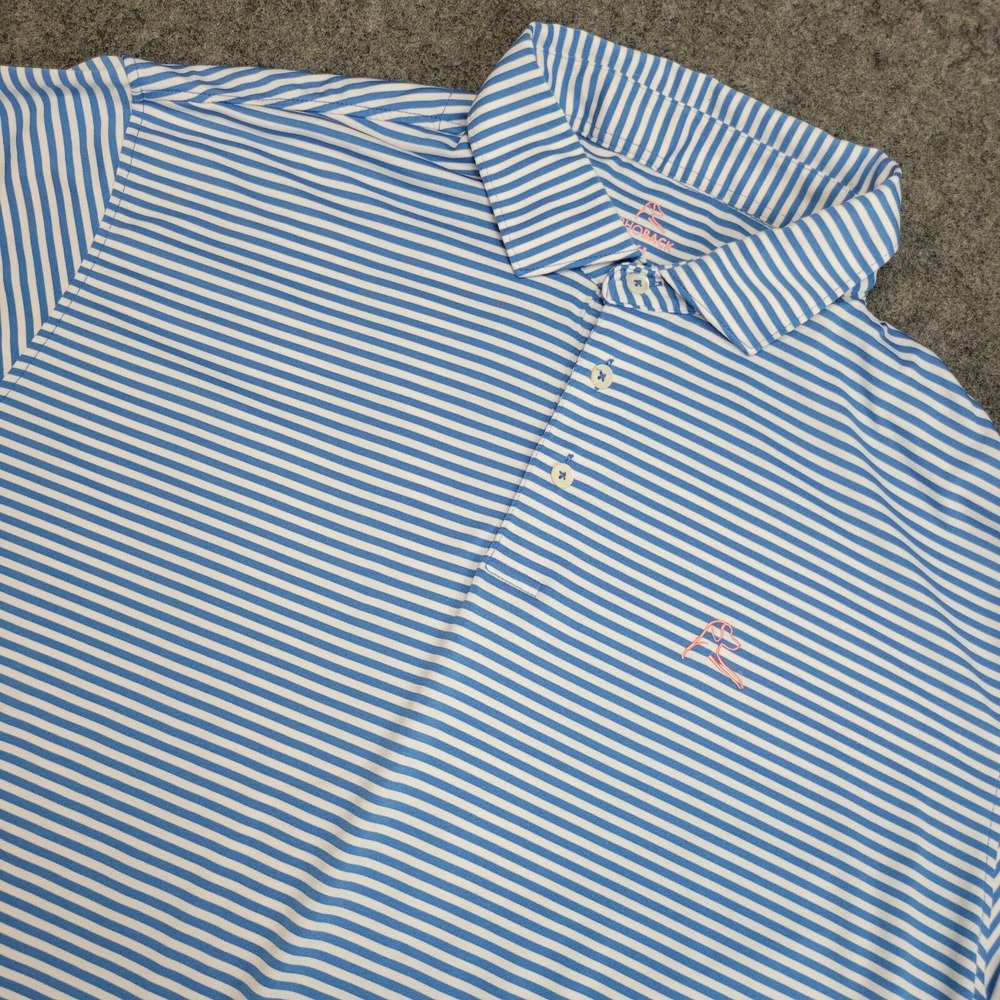 Rhoback Light Blue and White Striped Polo